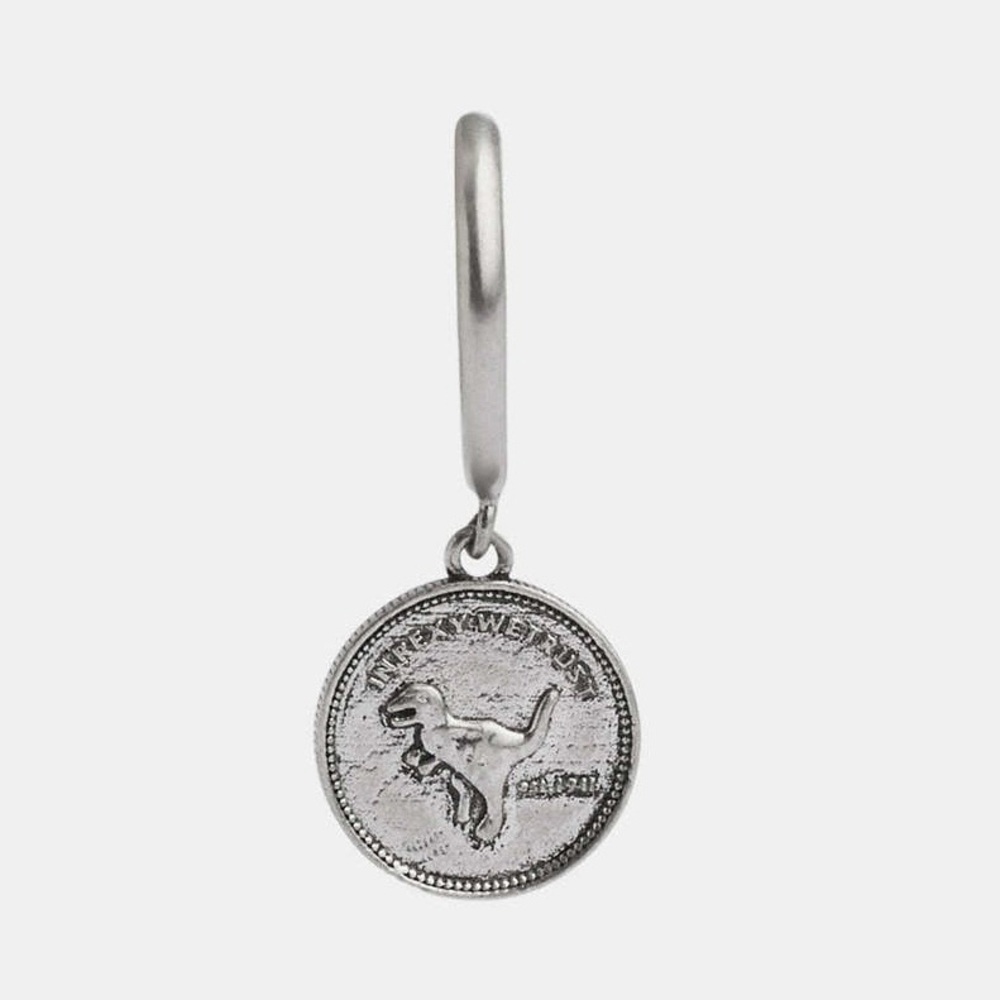 Coach Sterling Silver Coin Single Huggie Earring